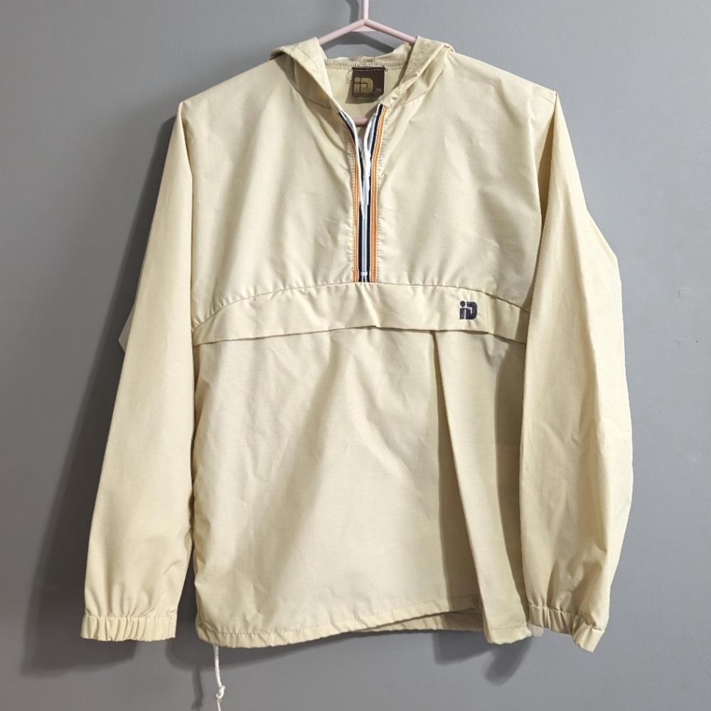 NWOT ID Vintage pullover windbreaker mens size 34 cream with front pocket